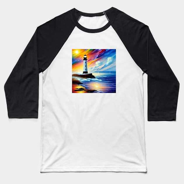Lighthouse Scene Baseball T-Shirt by ArtistsQuest